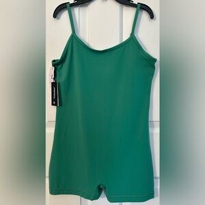 TnA ACTION Butter Aritzia Large Rhythm 3” Romper Green HTF Yoga Bodycon NWT